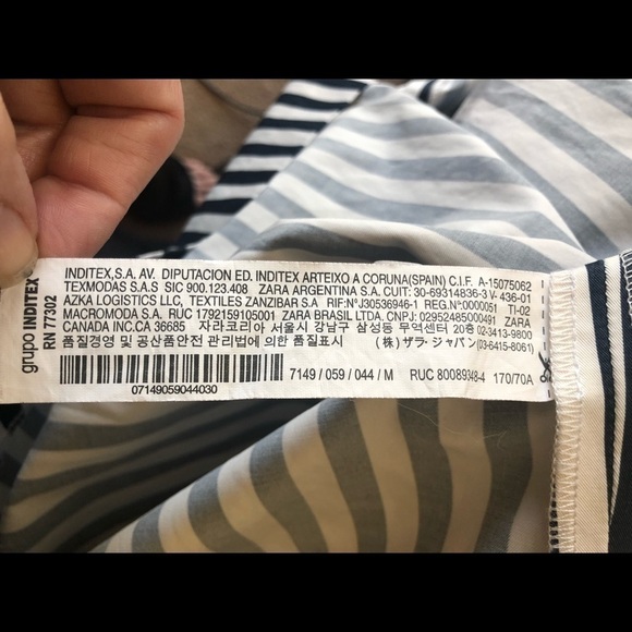 Zara Woman Navy White Striped Crisp Coastal Career Midi Skirt SZ M Cotton - Picture 4 of 6